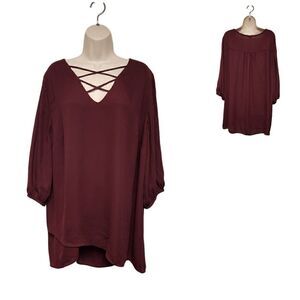 Worthington’s 3/4 Length Sleeve Chiffon Tunic Top Blouse Plus Size 2X